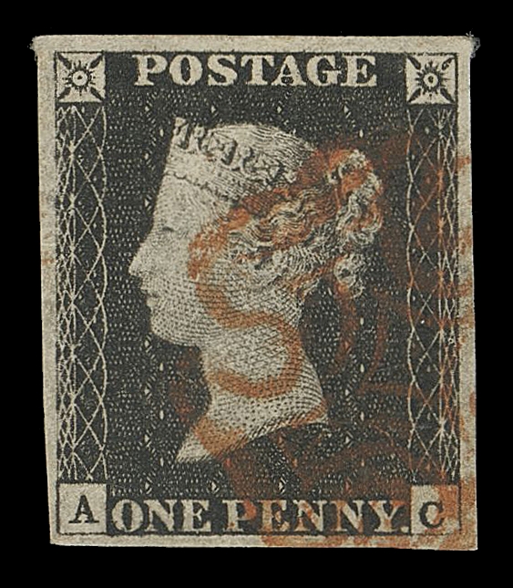 GREAT BRITAIN  1,A choice used example with deep colour on fresh paper, red Maltese Cross cancel, VF (SG 2 £375)