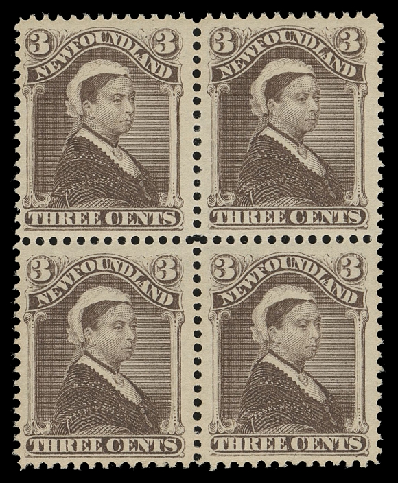 NEWFOUNDLAND -  2 CENTS  52,A fabulous mint block, nicely centered - the right pair exceptionally so, full unblemished original gum. Very seldom seen in such premium quality, VF-XF NH