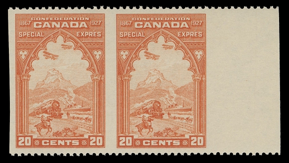 CANADA - 14 SPECIAL DELIVERY  E3b, E3c,Choice mint pairs imperforate vertically and horizontally respectively, both sheet marginal, VF NH