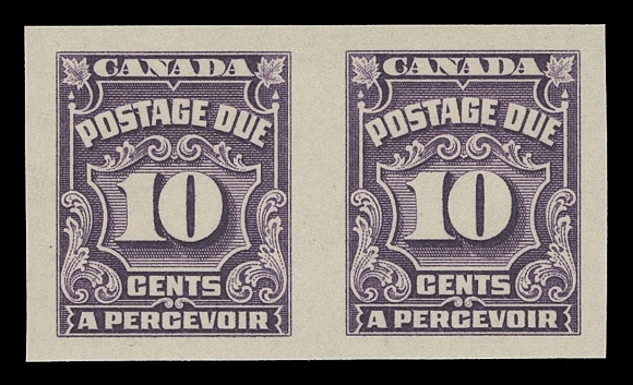 CANADA - 16 POSTAGE DUE  J15a-J20a,The original set of four imperforate pairs, each large margined and in unusually choice condition, VF+ NH