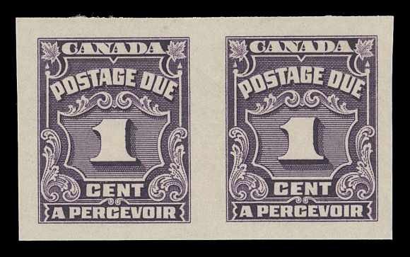 CANADA - 16 POSTAGE DUE  J15a-J20a,The original set of four imperforate pairs, each large margined and in unusually choice condition, VF+ NH