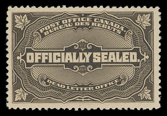 CANADA - 19 OFFICIALLY SEALED AND POW  OX4,A selected mint example of this challenging stamp, uncharacteristically well centered with large margins and full original gum. Superior to most examples we have seen, VF+ NH