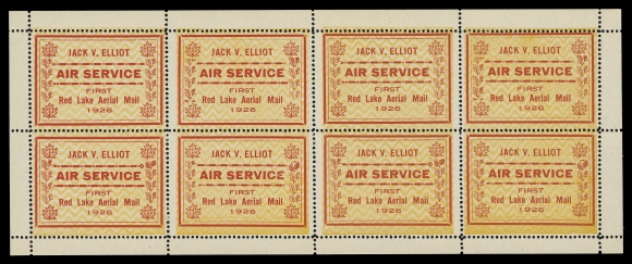 CANADA - 13 SEMI-OFFICIAL AIRMAILS  CL6,Mint pane of eight, nicely centered, deep rich colour, F-VF NH