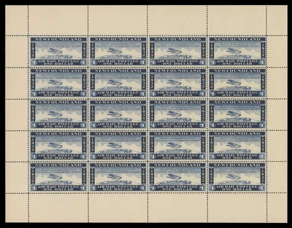 NEWFOUNDLAND - 7 AIRMAIL C19 Footnote,Prepared but never issued nor officially authorized - mint sheet of twenty, not often seen in such select condition, VF NH