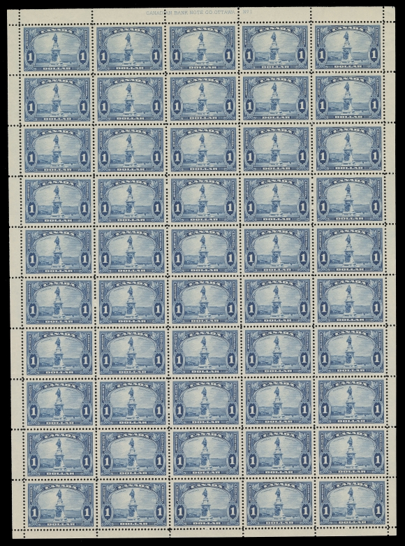 CANADA -  8 KING GEORGE V  227,Upper Left mint Plate 1 sheet of 50, faint gum disturbance on about half from an interleave, others NH, an elusive sheet, VF (Unitrade cat. $5,120)
