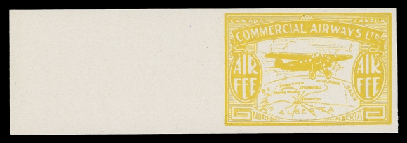 CANADA - 13 SEMI-OFFICIAL AIRMAILS  CL48P,Plate proof set of all six colours - black, orange, deep carmine, green, violet and lemon yellow on thick white card (0.006" to 0.0065" thick), imperforate and ungummed as issued; each with sheet margin at right, VF