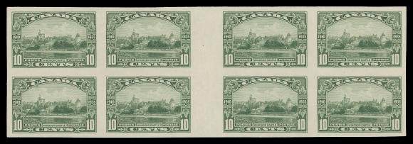 CANADA -  8 KING GEORGE V  215i,Imperforate gutter margin block of eight in pristine condition, large margined with bright fresh colour and full unblemished original gum; only ten such blocks can exist and this one is certainly among the nicest, XF NH; 2019 Greene Foundation cert.