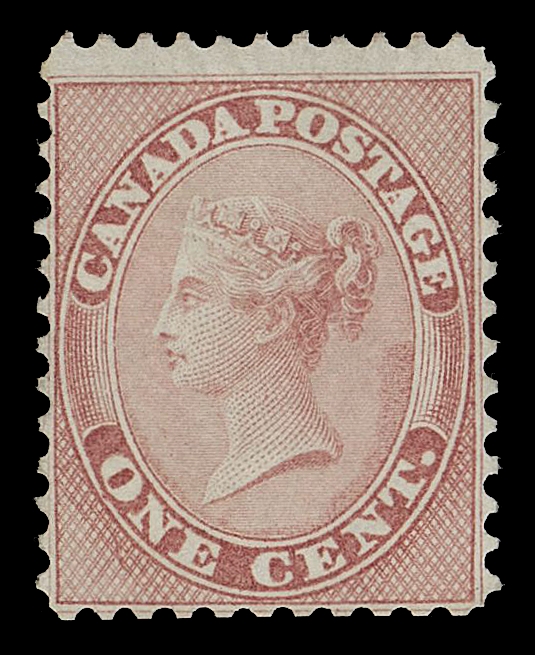 CANADA -  3 CENTS  14iv,A bright unused example showing the very elusive "Q" plate flaw (Position 38; Whitworth Plate Flaw No. 1b), a short-lived variety of only a few months in 1864, rarely seen especially unused, Fine+; 2013 Greene Foundation cert.Unitrade does not price this stamp with very fine centering; an indication that well centered examples are virtually non-existent.