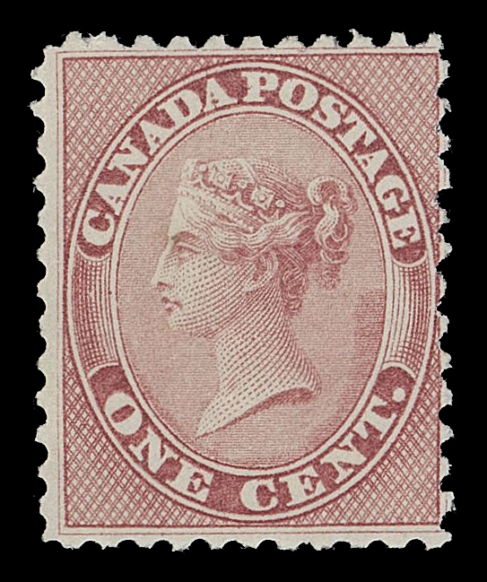 CANADA -  3 CENTS  14b,A lovely mint example of the distinctive early printing with rich colour on fresh paper, intact perforations and unusually clean, full original gum, Fine+ LH; 2018 Greene Foundation cert.