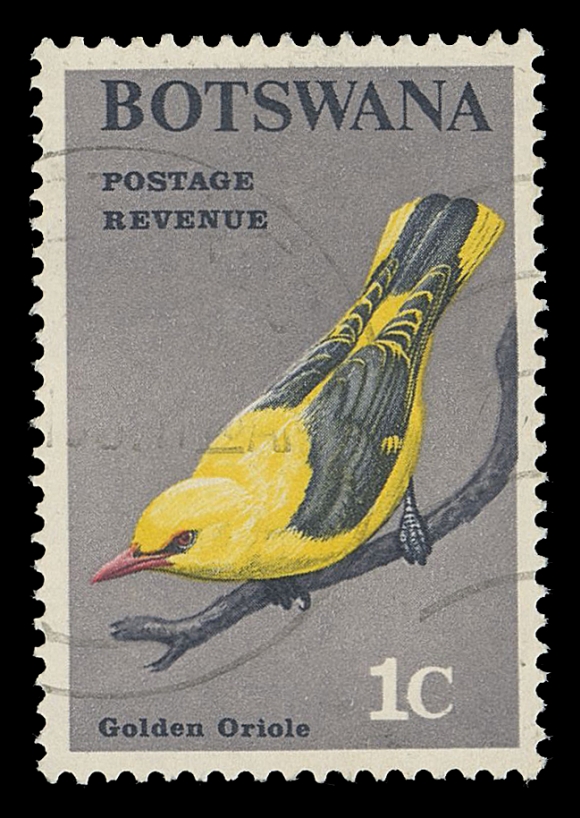 BOTSWANA  19variety, footnote,A very rare used single printed on Maltese Cross watermarked paper in error, intended for Malta; clearly visible with watermark fluid, ideally postmarked with light circular datestamp, VF; only about six examples are known, all used. (SG 220a £850)