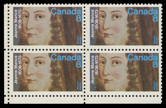 CANADA - 10 QUEEN ELIZABETH II  615a,A mint corner block of the PRINTED ON THE GUM SIDE ERROR, blank as issued for field stock, a fabulous positional block in pristine condition; only 24 examples were ever found making this corner block UNIQUE, F-VF NH; 2019 Greene Foundation cert.