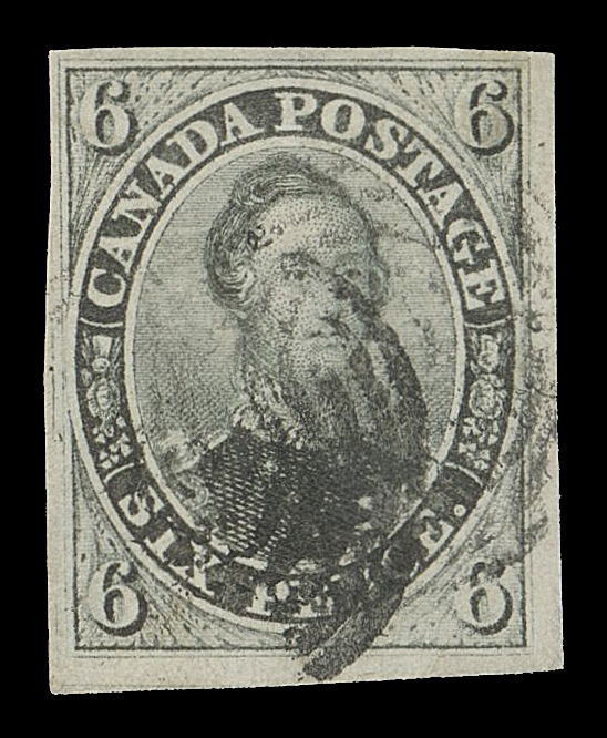 CANADA -  2 PENCE  5b,An attractive used example with amazing colour, bright impression, ample to unusually large margins and concentric rings cancels. A beautiful stamp in the distinctive shade, VF; 2018 Greene Foundation cert.
