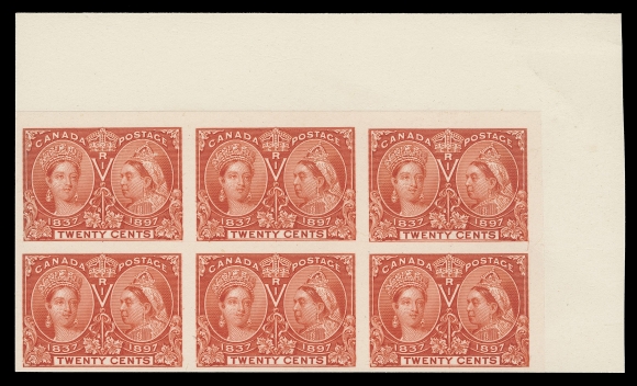 CANADA  50/60,Nine different (no 6c & 10c to complete the short set) in upper corner plate proof blocks of six (3x2) issued colours on card mounted india paper, VF (Unitrade cat. $9,600)