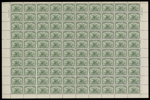 CANADA -  8 KING GEORGE V  194,Mint Plate 1 sheet of 100 stamps with imprints at top left and right; usual vertical fold at centre, four stamps with minor flaws. A hard to find intact sheet, VF NH (Unitrade $2,940)
