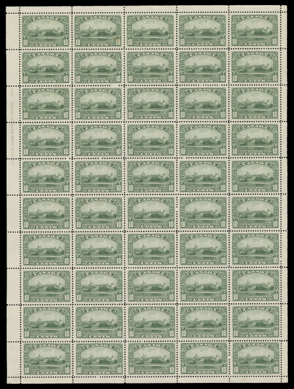 CANADA -  8 KING GEORGE V  215,Upper and Lower Left mint Plate 2 sheets of 50 in choice fresh condition, well centered, VF NH (Unitrade cat. $1,850)