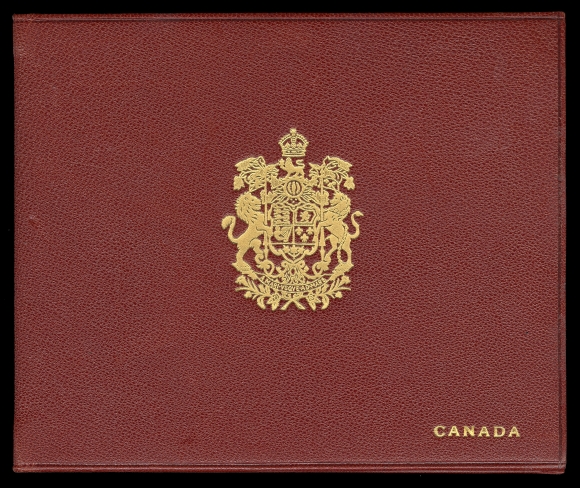 CANADA -  8 KING GEORGE V  Red leather covers, embossed in gold Canada Coat of Arms in middle and CANADA imprint at lower right, fly leaf inside with "MINISTERE DES POSTES DU CANADA / XI CONGRES DE L