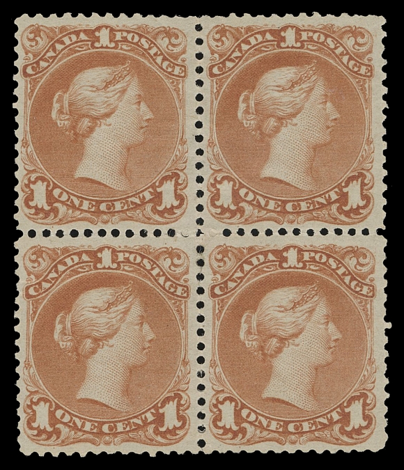 CANADA -  4 LARGE QUEEN  22,A well centered mint block with radiant, bright colour, retaining  dull streaky original gum characteristic of the issue. A scarce and most attractive mint multiple, F-VF H