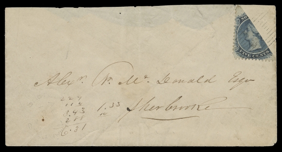 NOVA SCOTIA CENTS POSTAL HISTORY  1864 (August 7) Envelope addressed locally in Sherbrooke St. Mary
