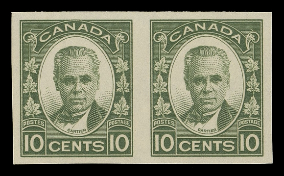 CANADA -  8 KING GEORGE V  190a,A selected mint imperforate pair with ample even margins, deep rich colour and full immaculate original gum, scarce this nice, XF NH; 2015 Greene Foundation cert.