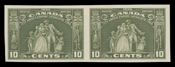 CANADA -  8 KING GEORGE V  209a,An impressive imperforate pair with large margins, radiant colour, sharp impression and full unblemished original gum, among the rarest imperforate commemoratives (maximum of 50 pairs) in such top quality, XF NH