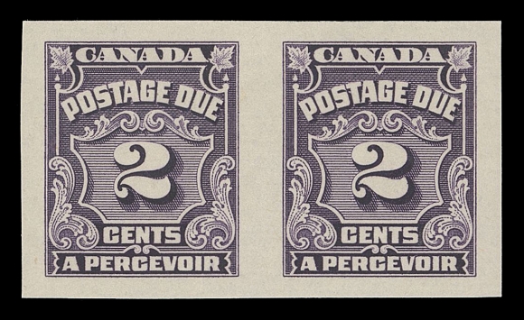 CANADA - 16 POSTAGE DUE  J15a-J20a,The original set of four in choice, large margined imperforate mint pairs, each with full pristine original gum, seldom encountered in premium condition, XF NH