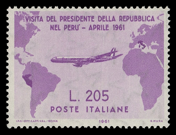 ITALY  834a,Mint single with incorrect map & the error of colour - rose lilac instead of violet black as issued, VF NH