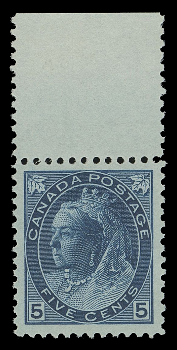 CANADA -  6 1897-1902 VICTORIAN ISSUES  79,A superb mint example on characteristic horizontal mesh paper, very well centered with sheet margin at top, exceptionally rich colour and full unblemished original gum. A beautiful stamp in top-quality, XF NH