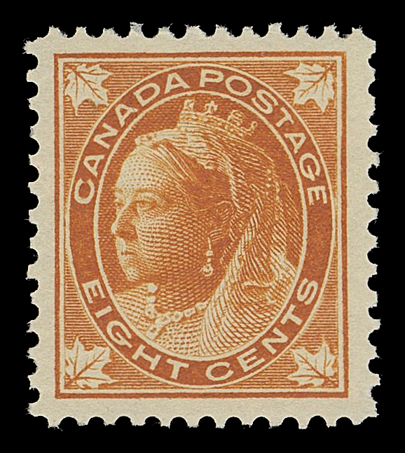 CANADA -  6 1897-1902 VICTORIAN ISSUES  72ii,An unusually choice mint example of this difficult stamp on the distinctive horizontal mesh paper, well centered with noticeably large margins, characteristic white original gum, VF NH