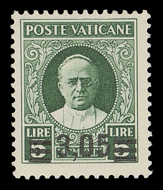 VATICAN CITY  35-40,A fresh mint set of six, quite well centered with full white original gum, lightly hinged; each stamp pencil signed by expert A. Diena on reverse, F-VF
