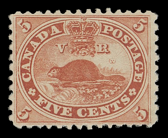 CANADA -  3 CENTS  15iii,An unusually choice mint example of this classic stamp, rarely found on the distinctively thick paper (0.004" thick), superb centering for the issue, fabulous colour and equally remarkable full original gum that has only been lightly hinged. Superior attributes for this rarity which are almost unheard, XF LHExpertization: 1995 & 2019 Greene Foundation certificates