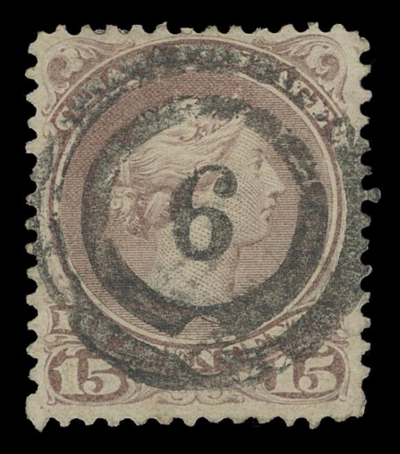 CANADA -  4 LARGE QUEEN  ½c/15c group, includes ½c (2; one on thin wove paper), 1c brown red on Bothwell paper, 1c yellow orange and yellow shades, 2c on Bothwell paper, three shades of 3c, one of which in a pair, 5c, 6c brown (Plate 2) on soft white "blotting" paper, 12½c, two examples of early printing 15c red lilac shade on stout paper. A few with mainly small faults, Fine or better / mostly VF or better strikes (Unitrade 21/29b)