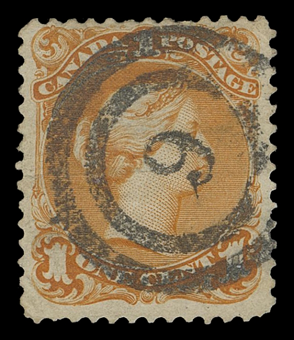CANADA -  4 LARGE QUEEN  1c/12½c group, includes 1c deep orange (2), 1c yellow orange shade, 6c brown, 12½c (2), minor flaws to Fine+ / four examples with an XF strike (Unitrade 23/28)