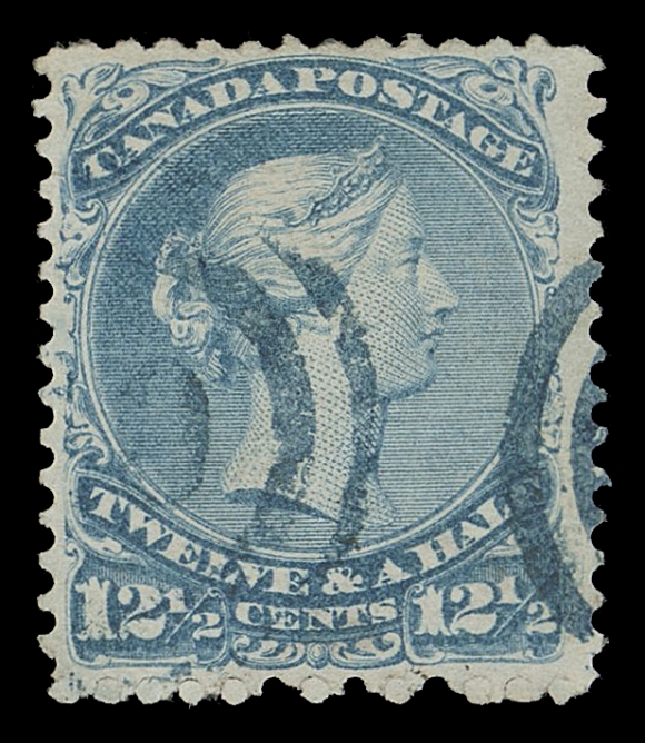 CANADA -  4 LARGE QUEEN  1c/15c group, includes 1c brown red, 2c green, 6c brown (Plate 2) on soft white "blotting" paper, 12½c two-ring IN BLUE, and two shades of 15c (3). Minor flaws to Fine+ / Fine to XF strikes (Unitrade 22/29b)