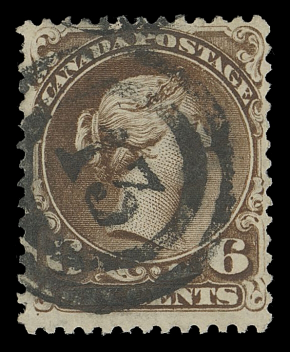 CANADA - 4 LARGE QUEEN 1c/15c group, includes 1c brown red on Bothwell paper, two shades of 1c yellow orange, three shades of 2c, two different printings of 6c, plus a yellow brown shade pair, 12½c, 15c two examples one is off-centered with faint two-ring IN BLUE (ex. John Siverts, May 1989; Lot 936). A few flaws noted, mainly Fine+ / mostly VF to XF strikes (Unitrade 22ii/29b)