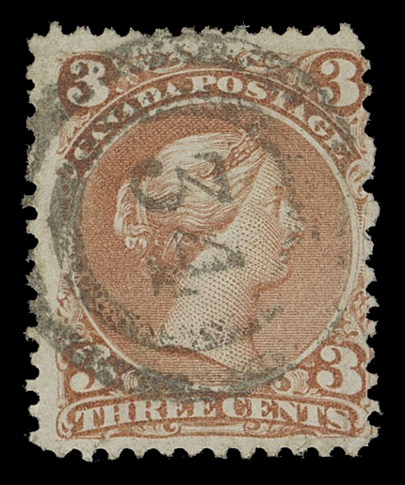 CANADA -  4 LARGE QUEEN  1c/12½c group (RF 8 - very rare), an impressive showing of five different, includes 1c brown red on Bothwell paper, 1c yellow orange (minor flaws), 2c deep green on thin hard paper, 3c red on Bothwell paper and 12½c deep blue on thin wove paper, Fine to Very Fine / all with clear VF strikes (Unitrade 22ii/28b)