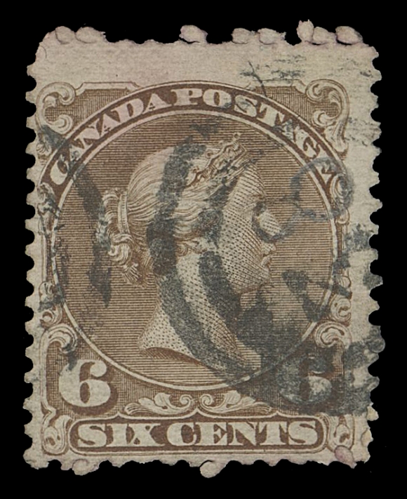 CANADA -  4 LARGE QUEEN  ½c/15c group comprising six different two-ring town cancels (19 stamps) includes 