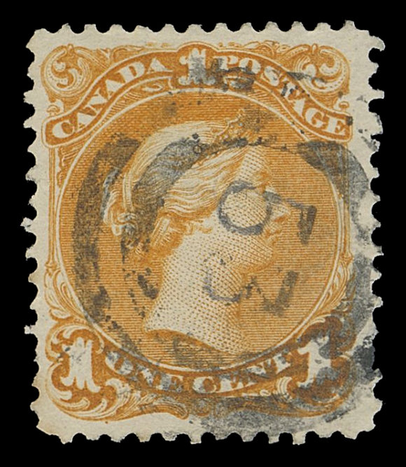 CANADA -  4 LARGE QUEEN  1c/6c group comprising five different two-ring town cancels (16 stamps) includes the extremely rare 