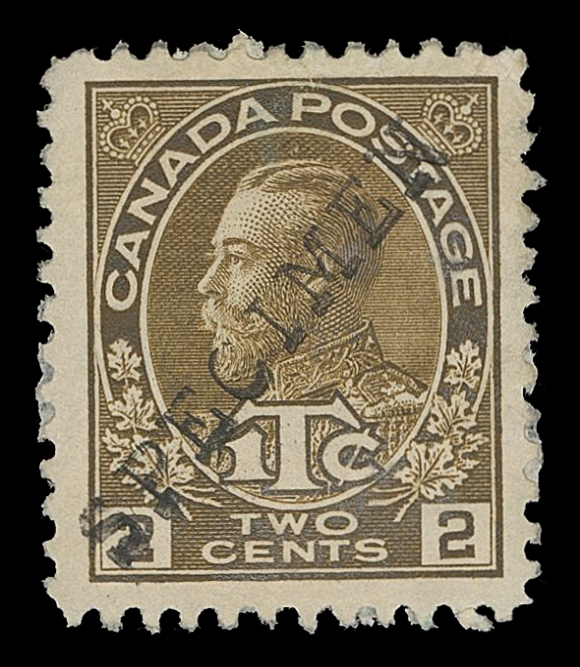ADMIRAL STAMPS  MR3b, MR4,Strip of three and 2c+1c Brown, Die II single unused, each stamp with serifed SPECIMEN (22.5 x 2.5mm) handstamp in black struck diagonally, former with some minor faults not visible from front. Unusual duo, F-VF