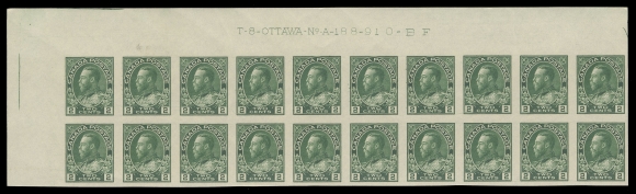 ADMIRAL STAMPS  137,Post office fresh Upper Left Plate 188 block of twenty, remarkably choice, a scarce large plate multiple in select quality, VF-XF NH (Unitrade cat. $2,200)
