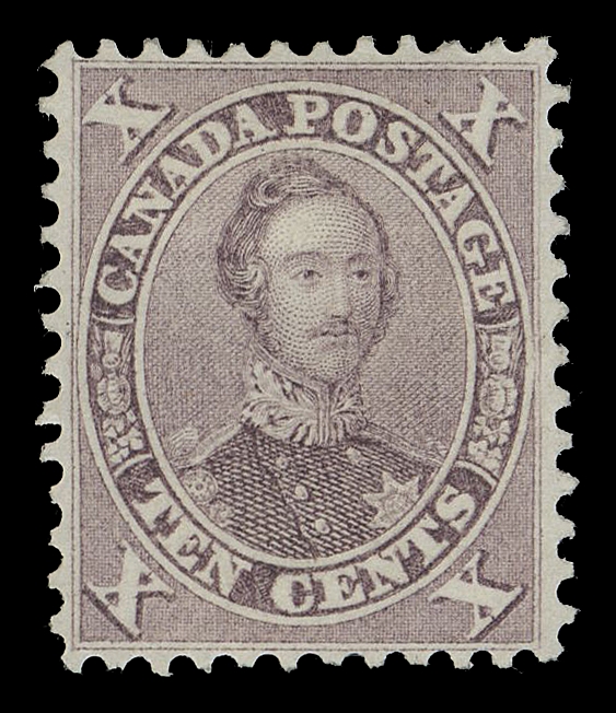 SIX PENCE AND TEN CENTS  17,An exceptionally well centered mint example of this challenging stamp, with radiant pastel colour from a later printing order and possessing large part original gum. A superior stamp that will stand out in anyone
