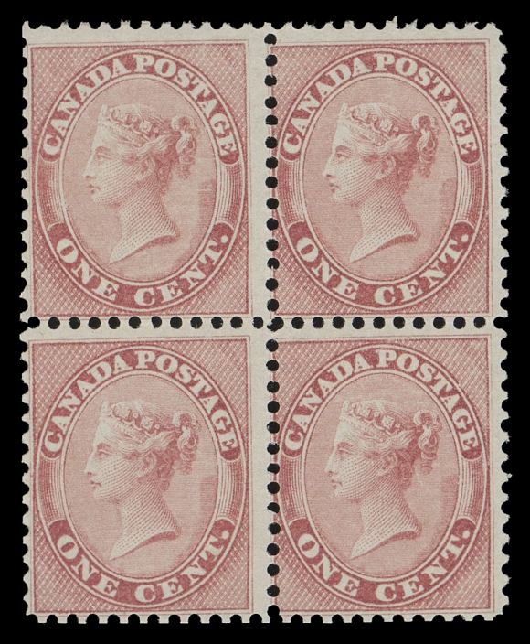 HALF PENNY AND ONE CENT  14,A post office fresh mint block, bright colour on fresh paper, intact perforations all around, remarkably full original gum, lightly hinged on top pair leaving bottom pair NEVER HINGED. A lovely mint block, Fine+ centering Provenance: Maresch Private Treaty (third catalogue 1983), item 136
