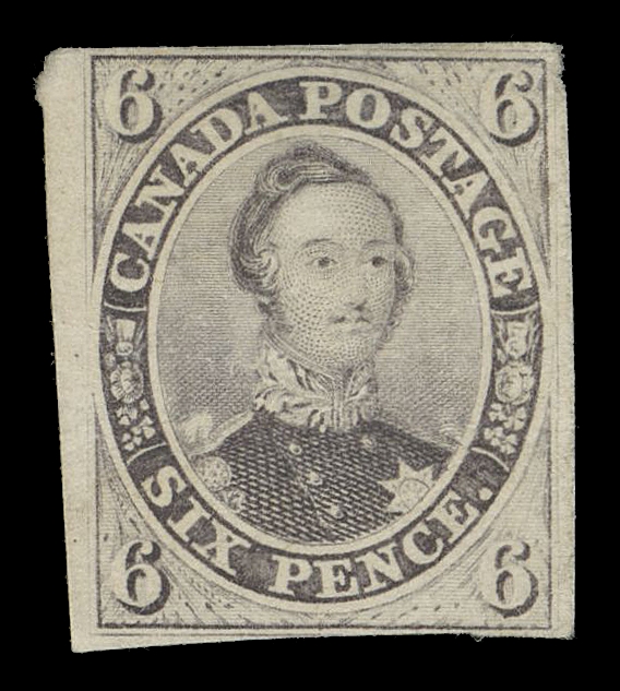 SIX PENCE AND TEN CENTS  10,A rare unused single in the unmistakable shade, clear impression associated with this short-lived printing, slightly in frameline in two places to very large margins, light crease. A very nice appearing example for this most elusive Pence stamp in unused condition, often missing from even advanced collections, FineExpertization: 1995 Greene Foundation certificate