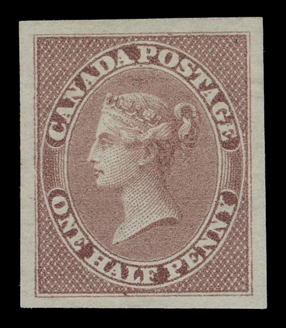 HALF PENNY AND ONE CENT  8,American Bank Note Co. trade sample proof, LITHOGRAPHED, printed in deep garnet red on white bond paper (0.003" thick), a striking proof in a seldom seen rich colour and printed by the lithographic process, XF