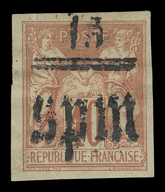 SPM - GENERAL ISSUES  2b, 3a,Mint singles showing numeral and bar clearly doubled, latter with corner crease; VF part OG (Yvert 6b, 7b € 595; Maury 5a, 6a €560)