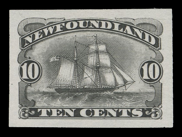 NEWFOUNDLAND -  2 CENTS  59,British American Bank Note engraved stamp sized die proof printed in black, colour of issue, sharp impression on bright white india paper, VF+All BABN die proofs of issued stamps from the 1880s are rarely encountered and whenever seen are smaller in size.