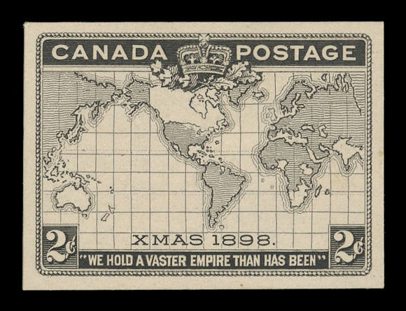 CANADA -  6 1897-1902 VICTORIAN ISSUES  85,Die proof stamp size of the accepted black engraving (die F139 1/2), printed directly on thin card, nice even margins all around. Very few die proofs of any size exist, VF