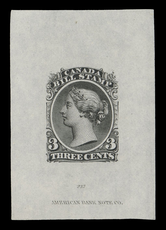 CANADA REVENUES (FEDERAL)  FB20,Trial Colour Die Proof printed in black on india paper 38 x 55mm, with die number "237" and ABNC imprint below stamp design, very scarce, choice, XF