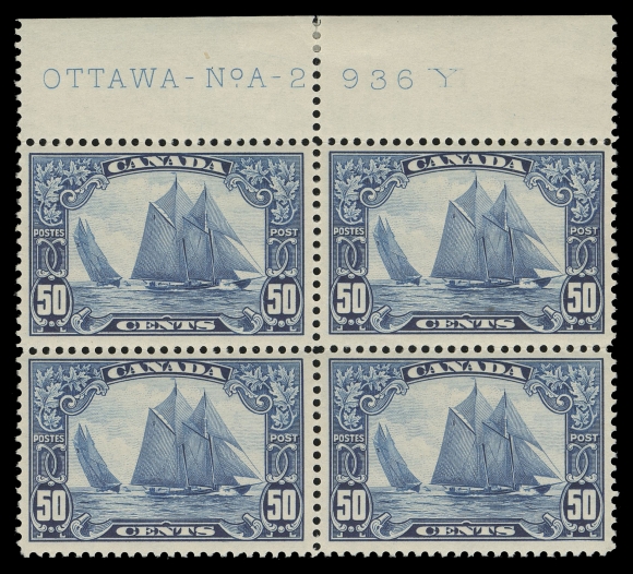 CANADA -  8 KING GEORGE V  158,A fresh and nicely centered mint Plate 2 block of four (from UR pane), the top pair is NH, VF LH