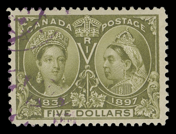 CANADA -  6 1897-1902 VICTORIAN ISSUES  65,A superb used example with magenta CDS postmarks employed for recording bulk mailing of the Winnipeg Free Press newspapers, very well centered with noticeably large margins and deep colour; a great stamp, XF