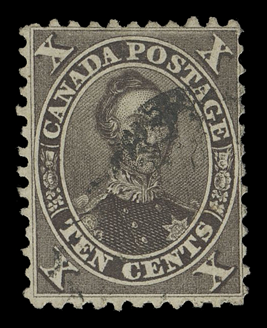 CANADA -  3 CENTS  16,A lightly cancelled used example of the distinctive, sought-after First Printing (PO 1A), decent centering for the issue, Fine+; 1987 Greene Foundation cert.